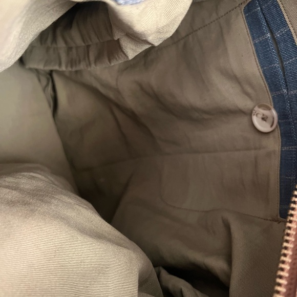 Free People Embroidered Blue Checkered Denim Women's Bag - Picture 13 of 13